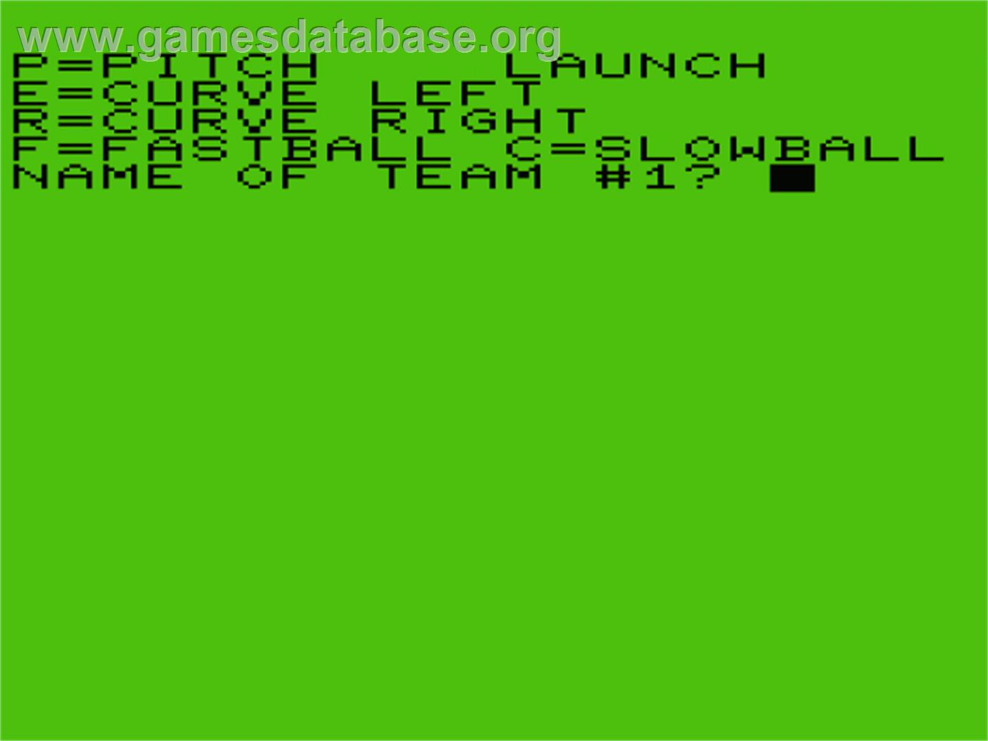 Baseball - Commodore VIC-20 - Artwork - Title Screen