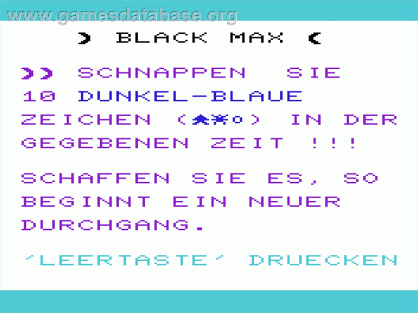 Black Max - Commodore VIC-20 - Artwork - Title Screen
