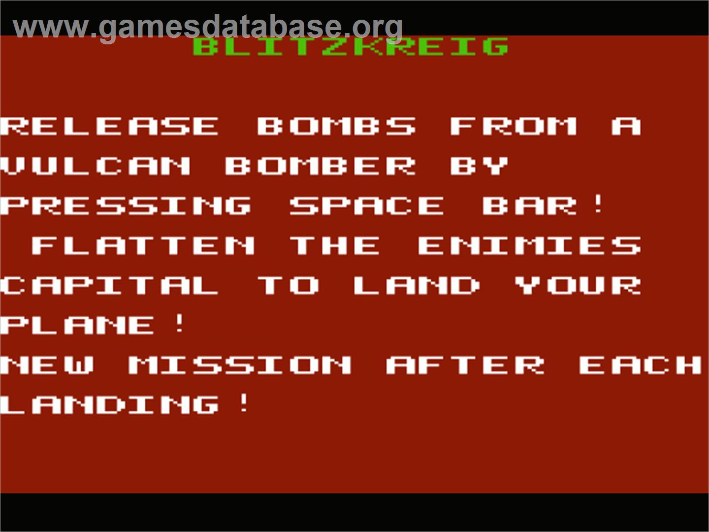 Blitzkrieg - Commodore VIC-20 - Artwork - Title Screen