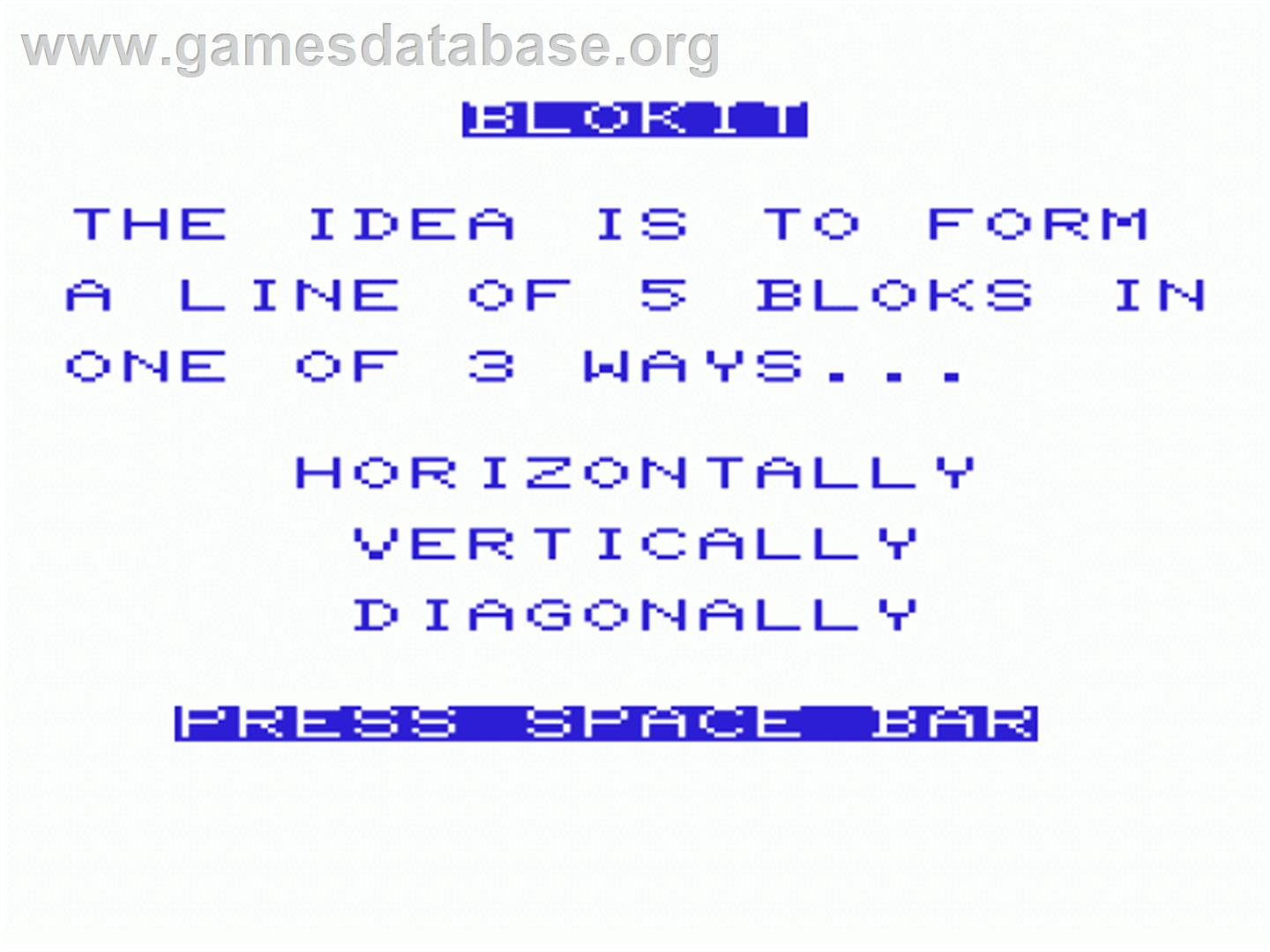 Blokit - Commodore VIC-20 - Artwork - Title Screen