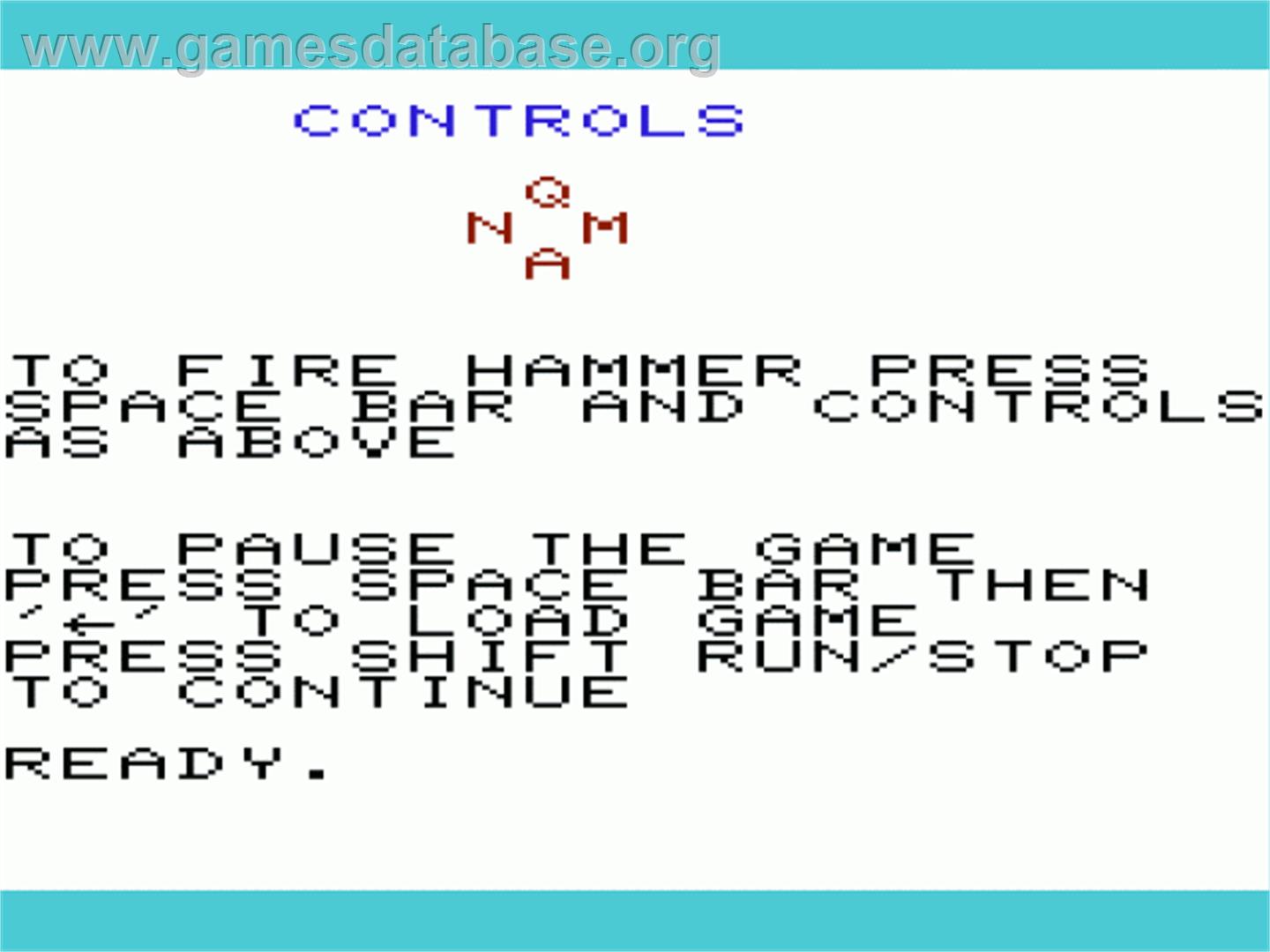 Bobs Blunder - Commodore VIC-20 - Artwork - Title Screen