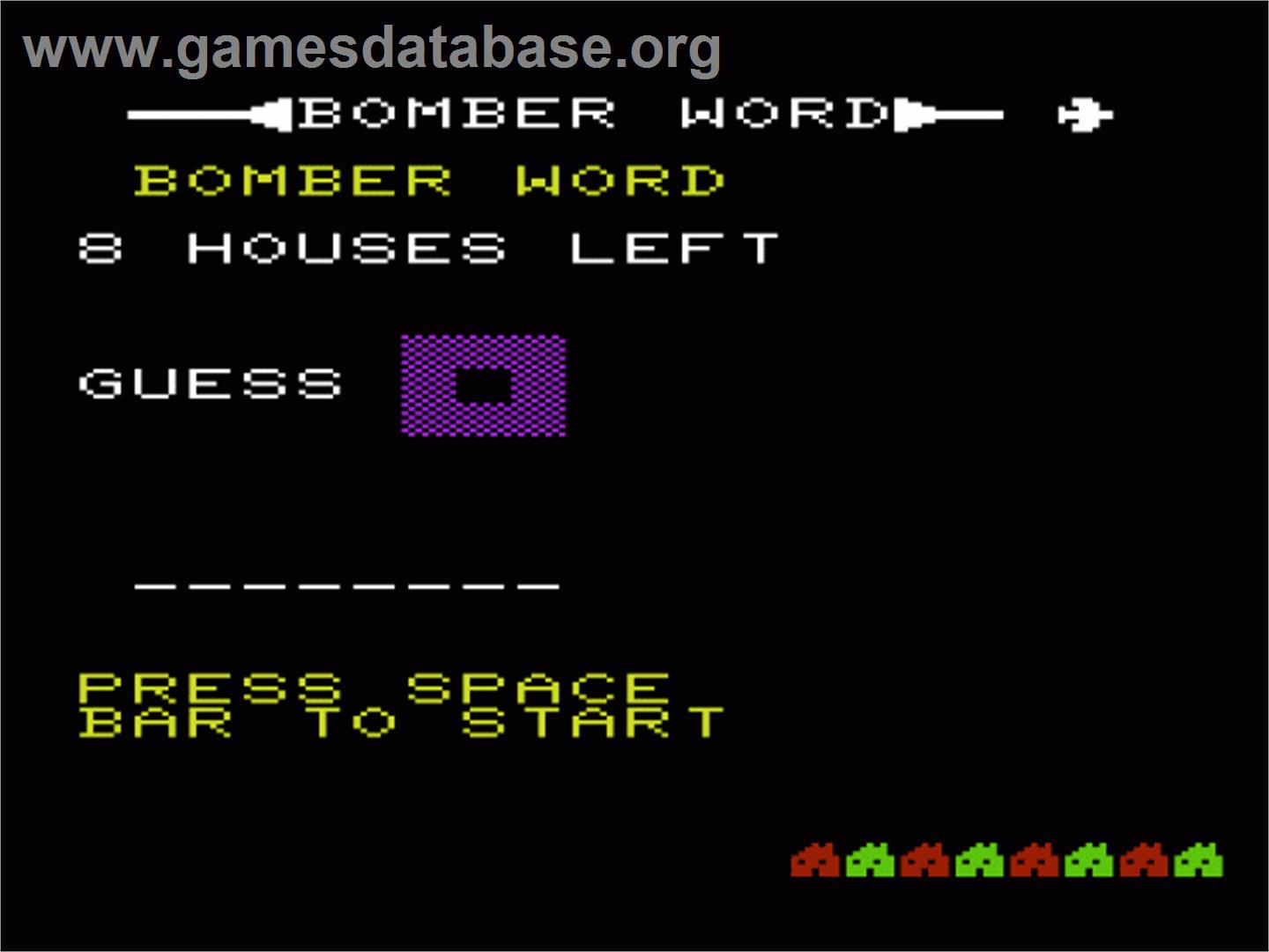 Bomber Word - Commodore VIC-20 - Artwork - Title Screen