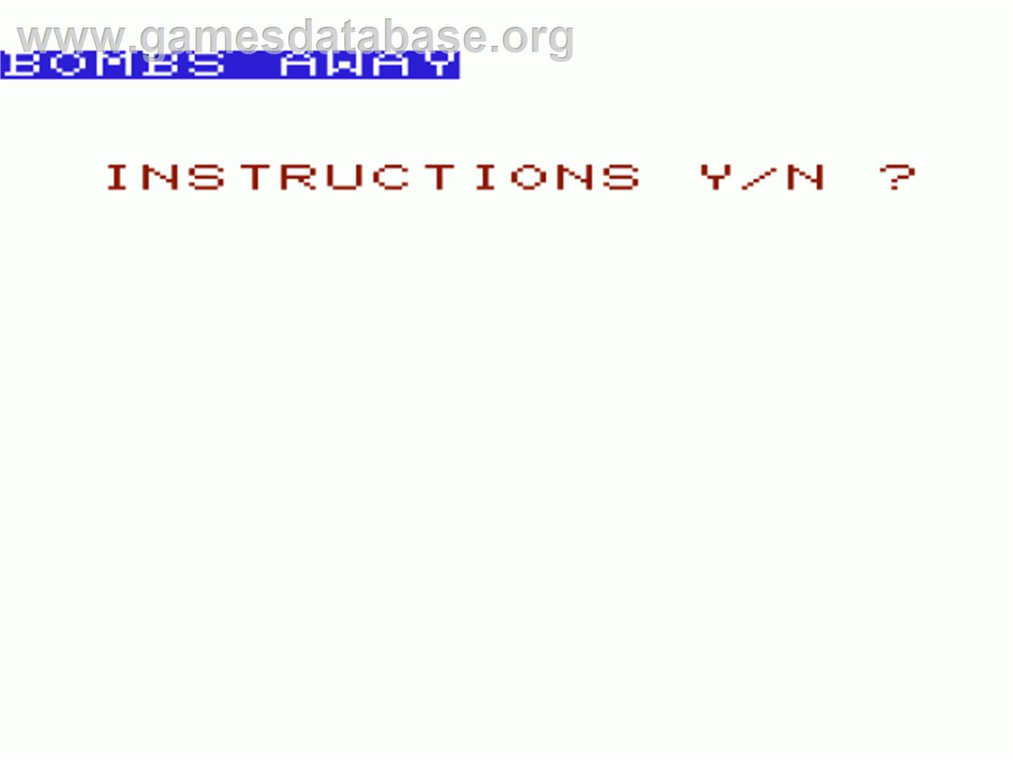 Bombs Away - Commodore VIC-20 - Artwork - Title Screen