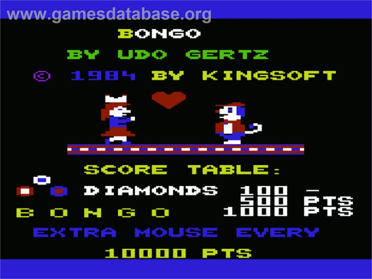 Bongo - Commodore VIC-20 - Artwork - Title Screen