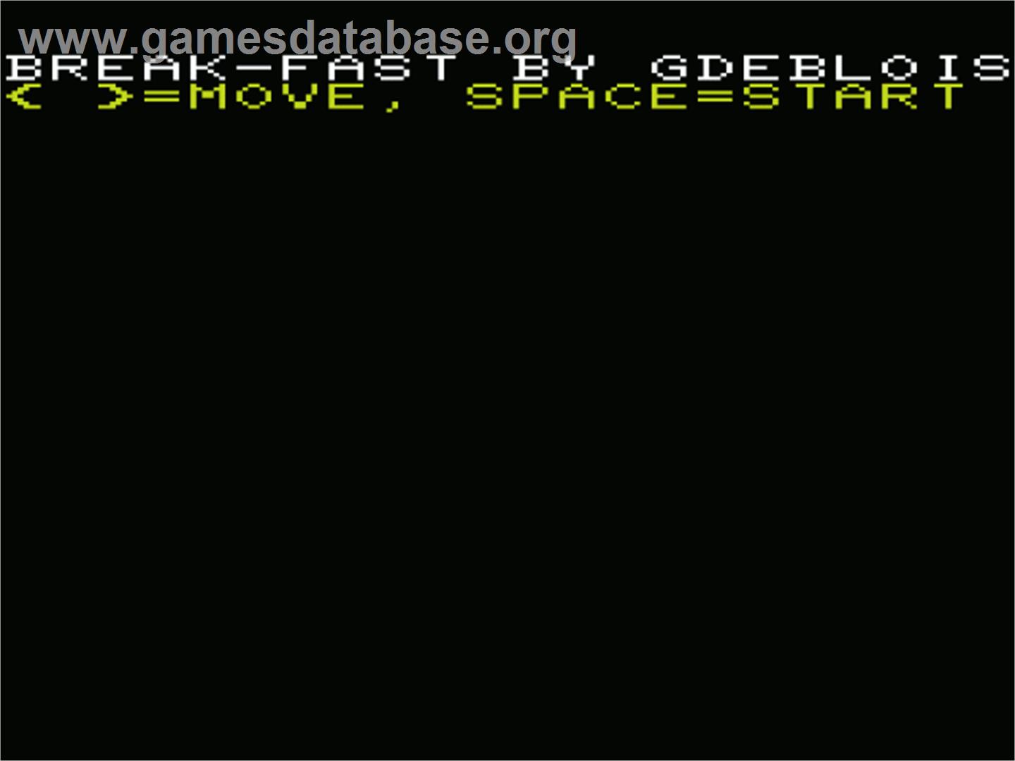 Break-fast - Commodore VIC-20 - Artwork - Title Screen