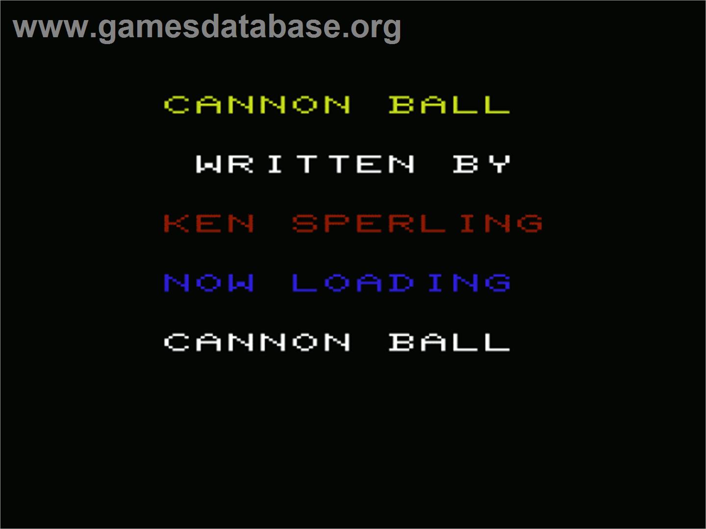 Cannonball - Commodore VIC-20 - Artwork - Title Screen