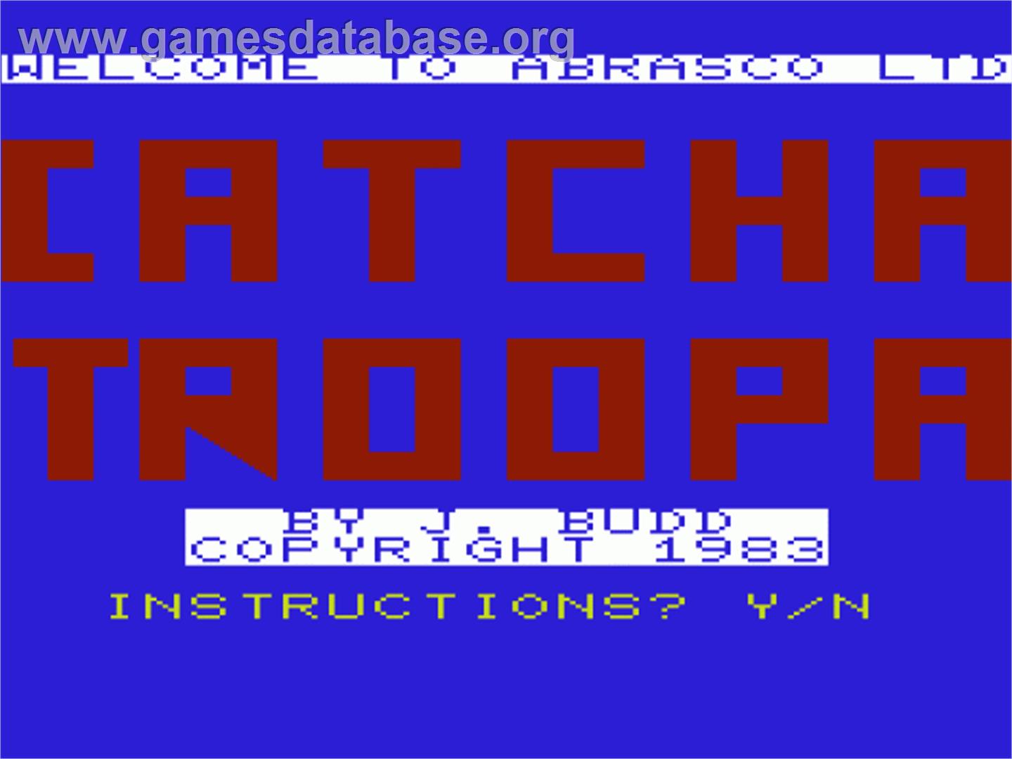 Catcha Troopa - Commodore VIC-20 - Artwork - Title Screen