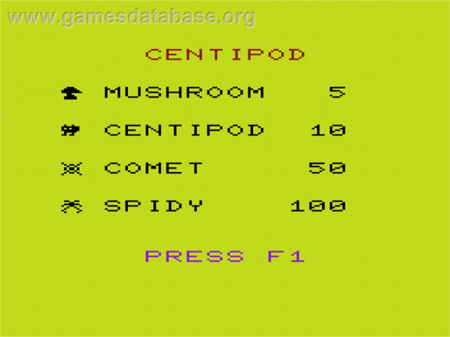 Centipod - Commodore VIC-20 - Artwork - Title Screen