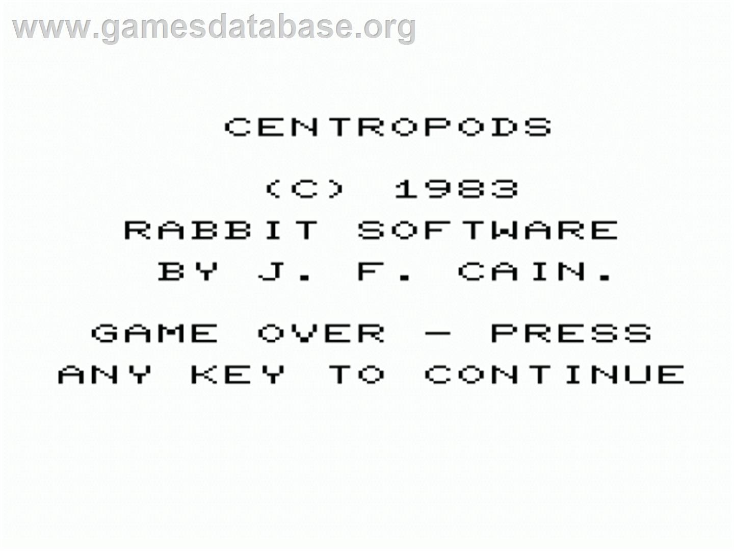 Centropods - Commodore VIC-20 - Artwork - Title Screen