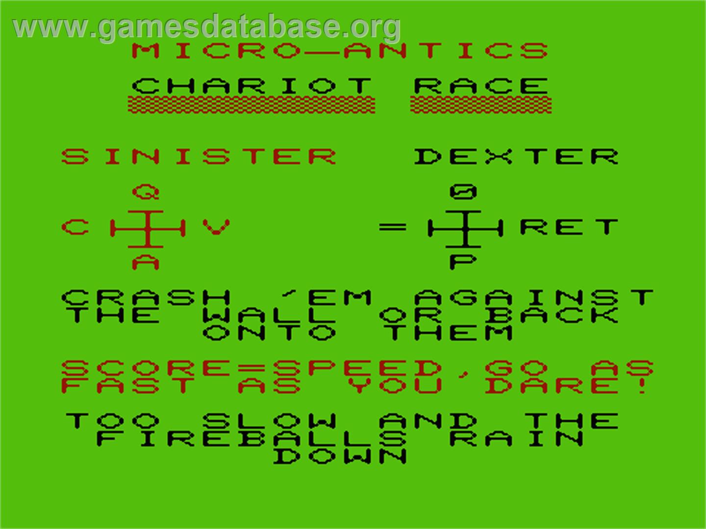 Chariot Race - Commodore VIC-20 - Artwork - Title Screen