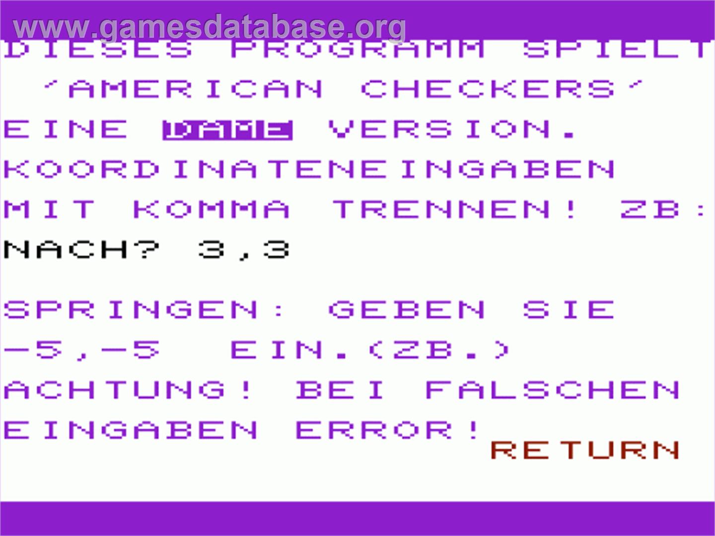 Checkers - Commodore VIC-20 - Artwork - Title Screen
