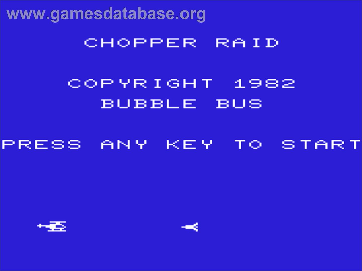 Chopper Raid - Commodore VIC-20 - Artwork - Title Screen