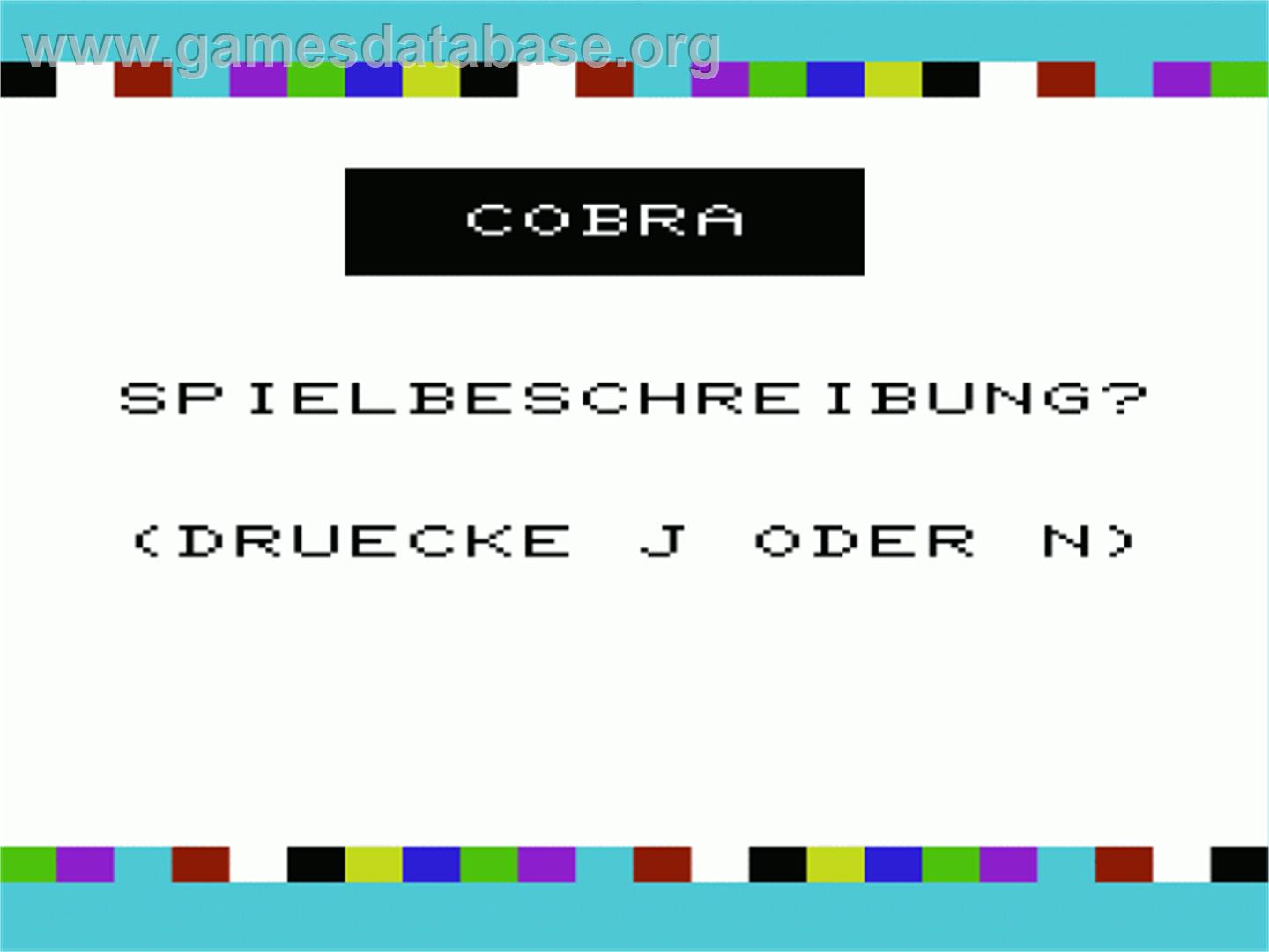 Cobra - Commodore VIC-20 - Artwork - Title Screen