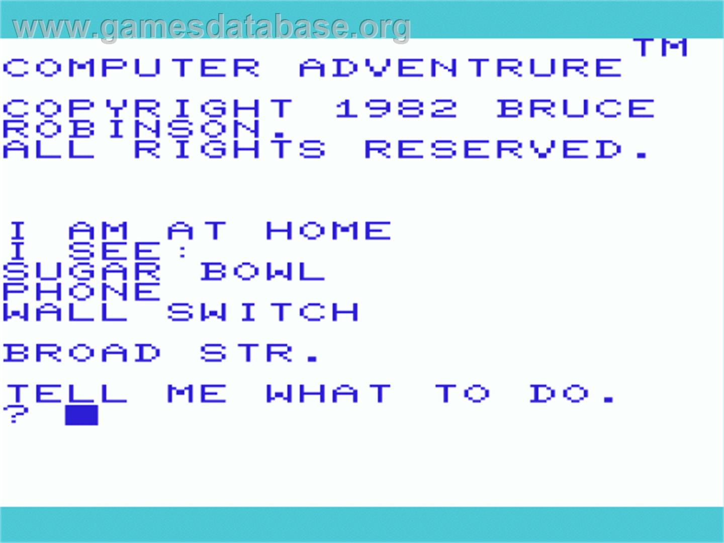 Computer Adventure - Commodore VIC-20 - Artwork - Title Screen