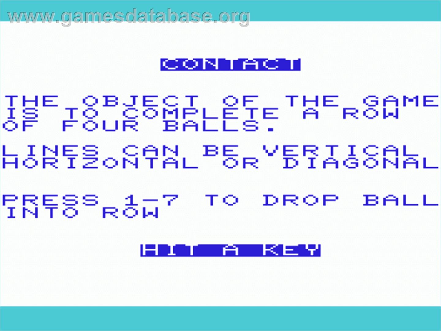 Contact - Commodore VIC-20 - Artwork - Title Screen