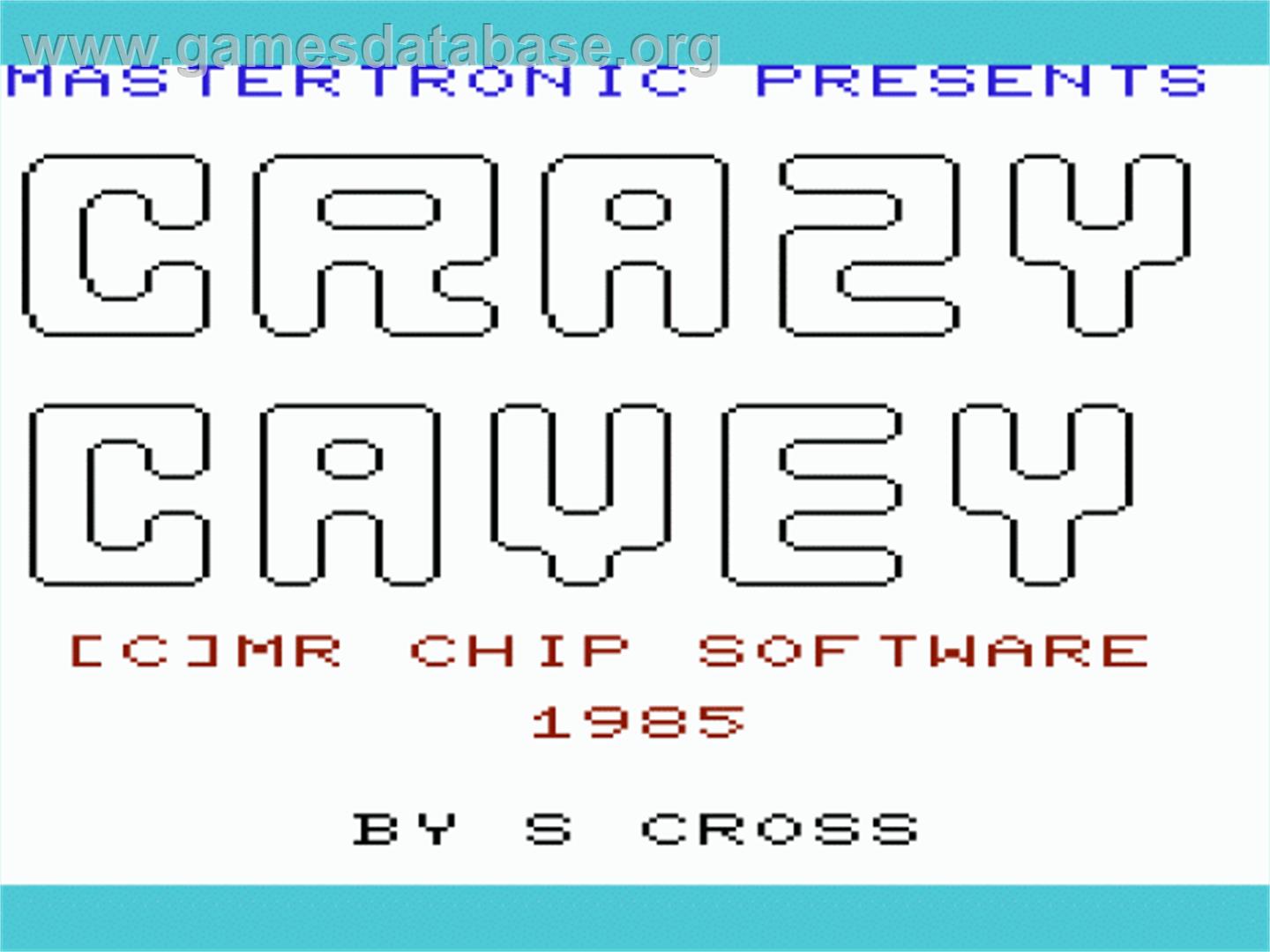 Crazy Cavey - Commodore VIC-20 - Artwork - Title Screen
