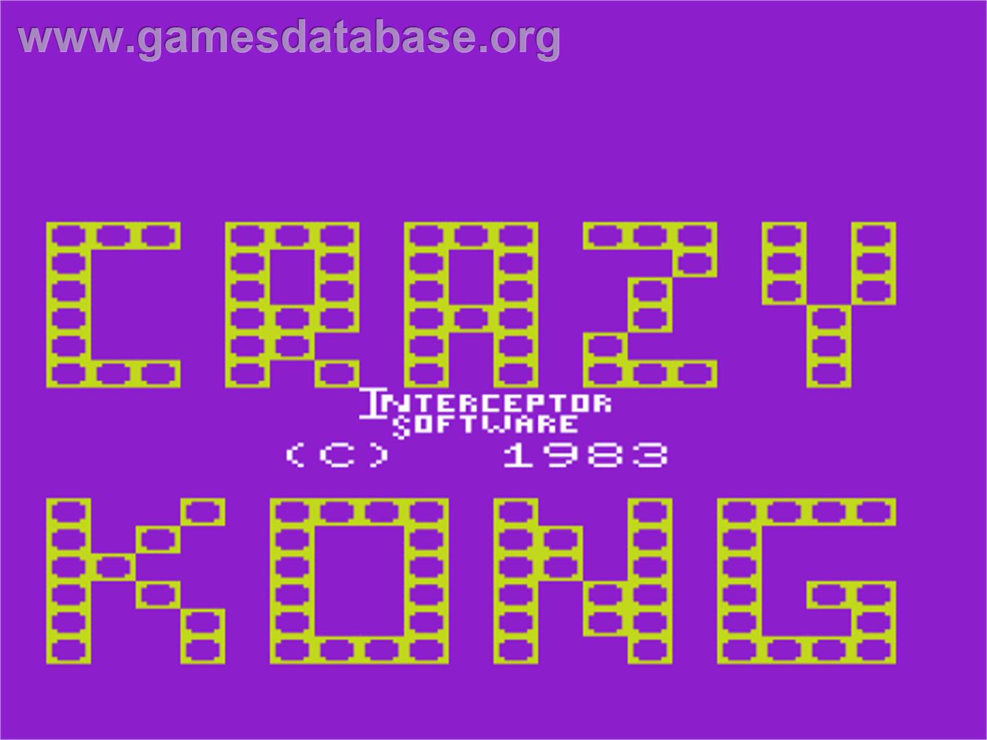 Crazy Kong (Udo Gertz) - Commodore VIC-20 - Artwork - Title Screen
