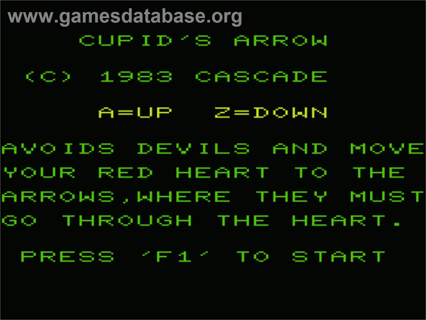 Cupid's Arrows - Commodore VIC-20 - Artwork - Title Screen
