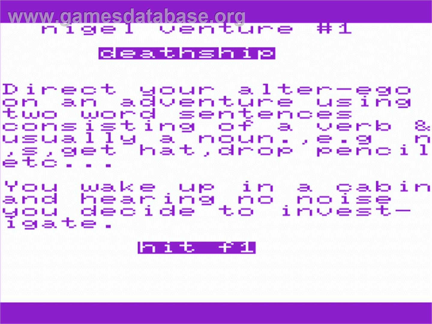 Death Ship - Commodore VIC-20 - Artwork - Title Screen