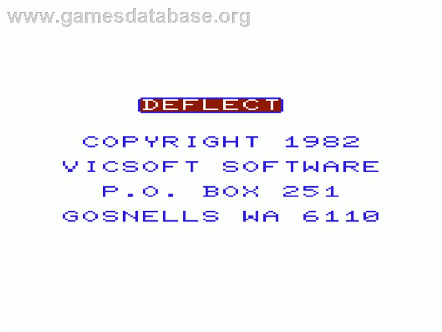 Deflect - Commodore VIC-20 - Artwork - Title Screen