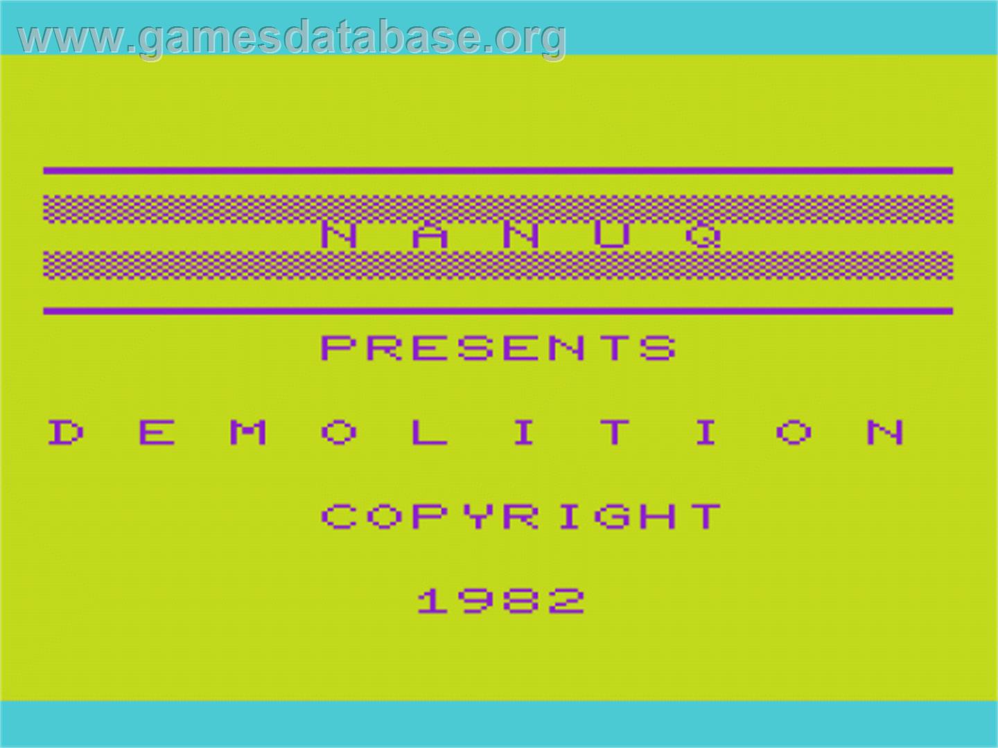 Demolition - Commodore VIC-20 - Artwork - Title Screen