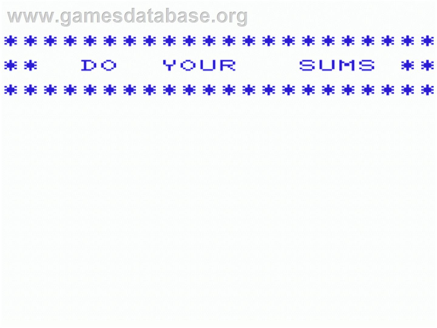 Do Your Sums - Commodore VIC-20 - Artwork - Title Screen