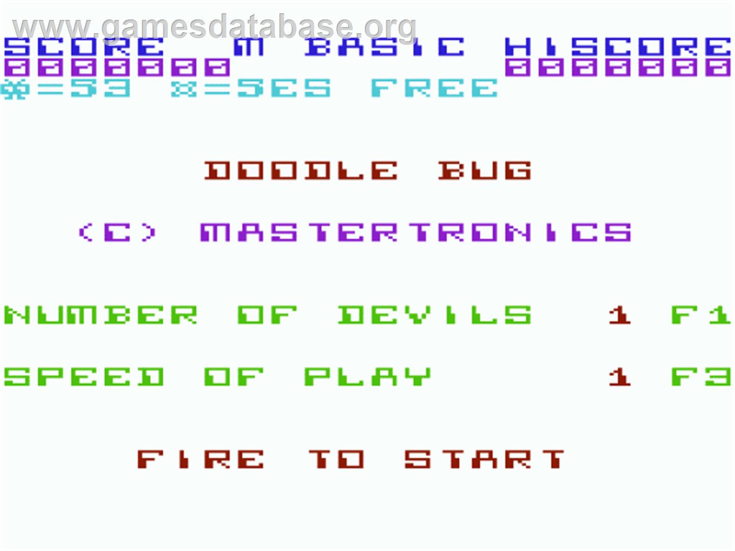 Doodle Bug - Commodore VIC-20 - Artwork - Title Screen
