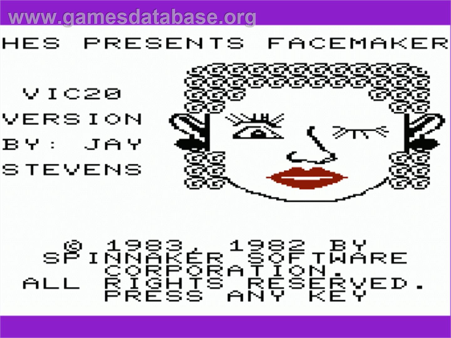 Face Maker - Commodore VIC-20 - Artwork - Title Screen