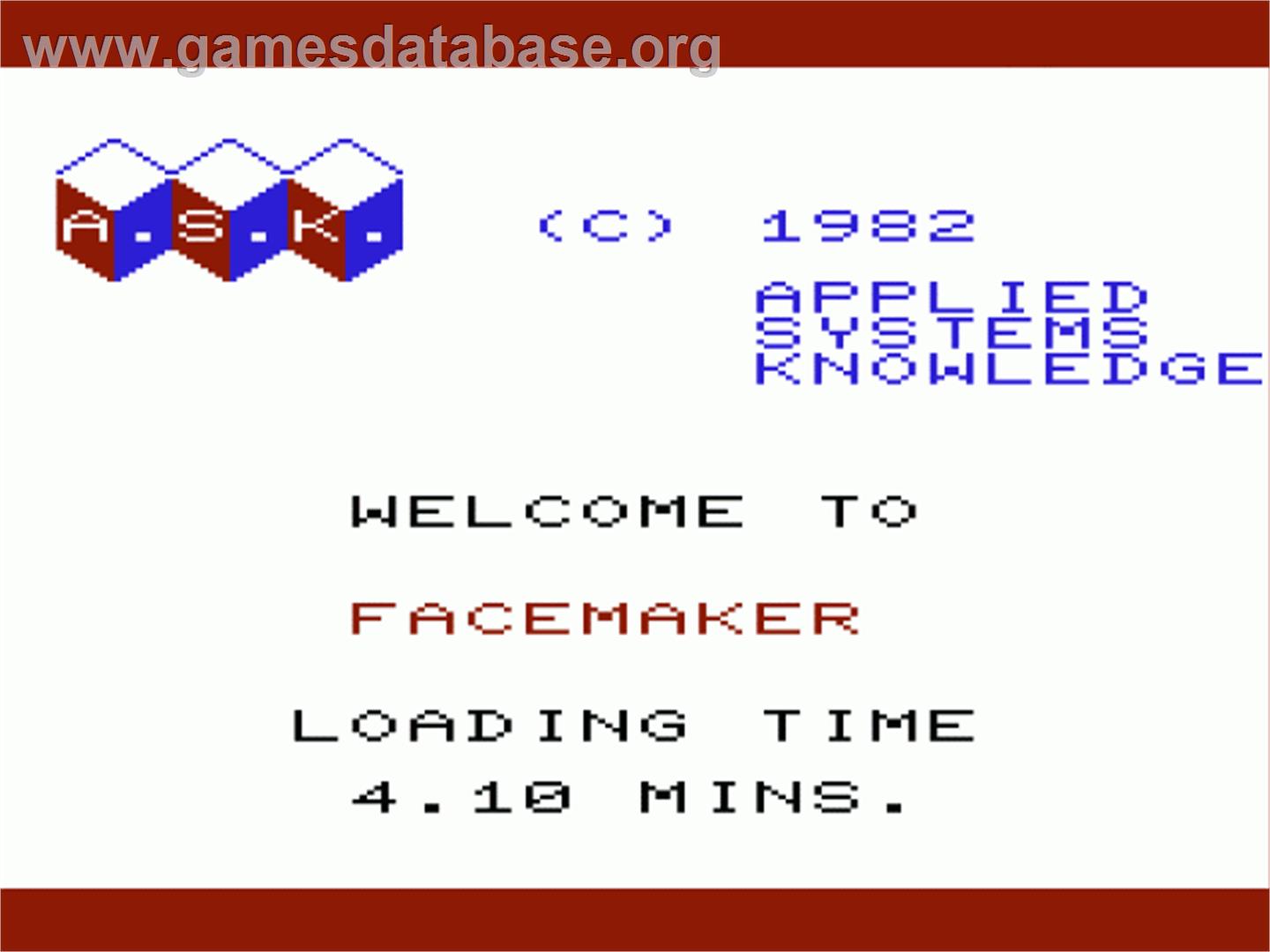 Facemaker - Commodore VIC-20 - Artwork - Title Screen