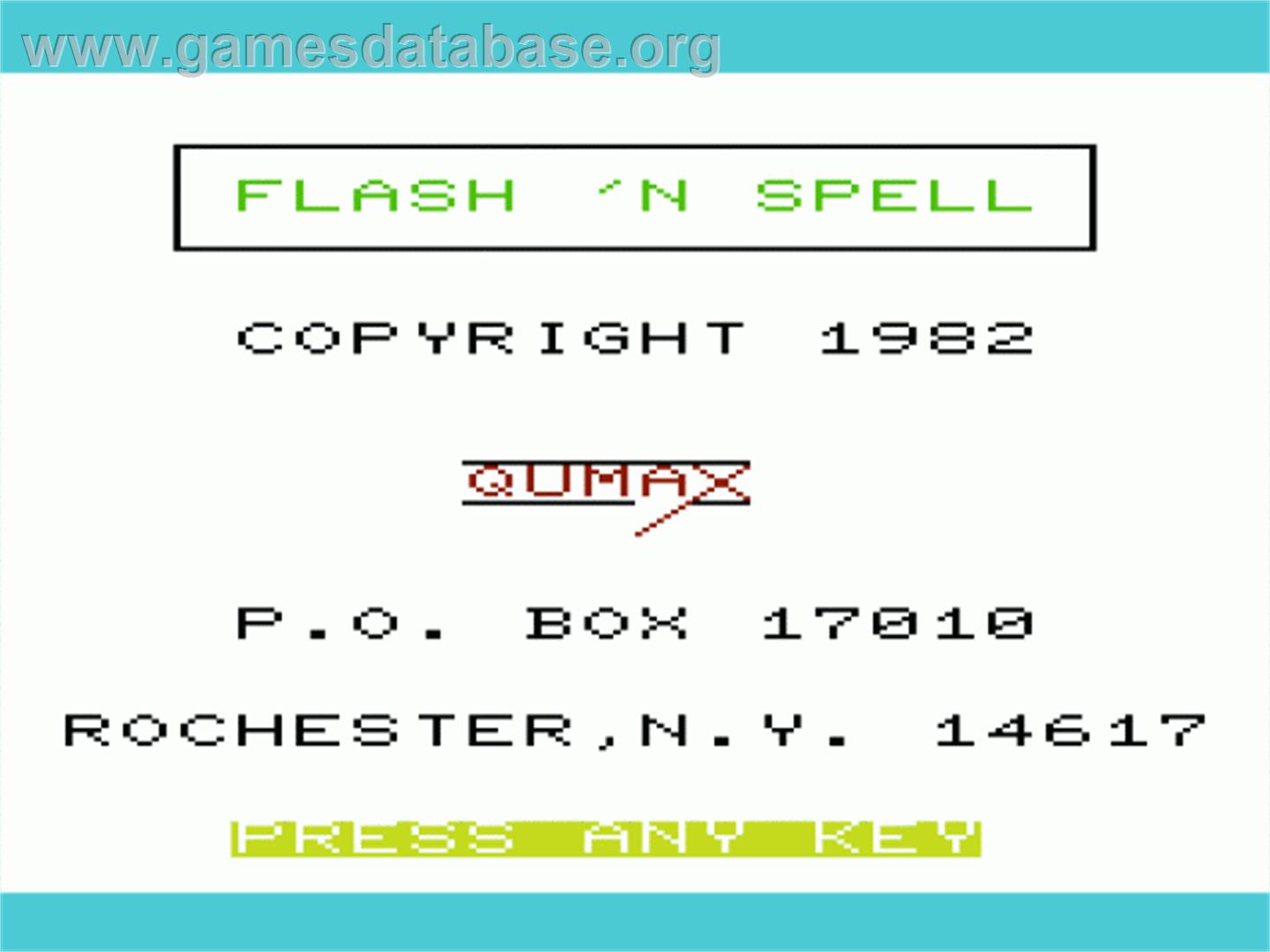 Flash 'n Spell - Commodore VIC-20 - Artwork - Title Screen