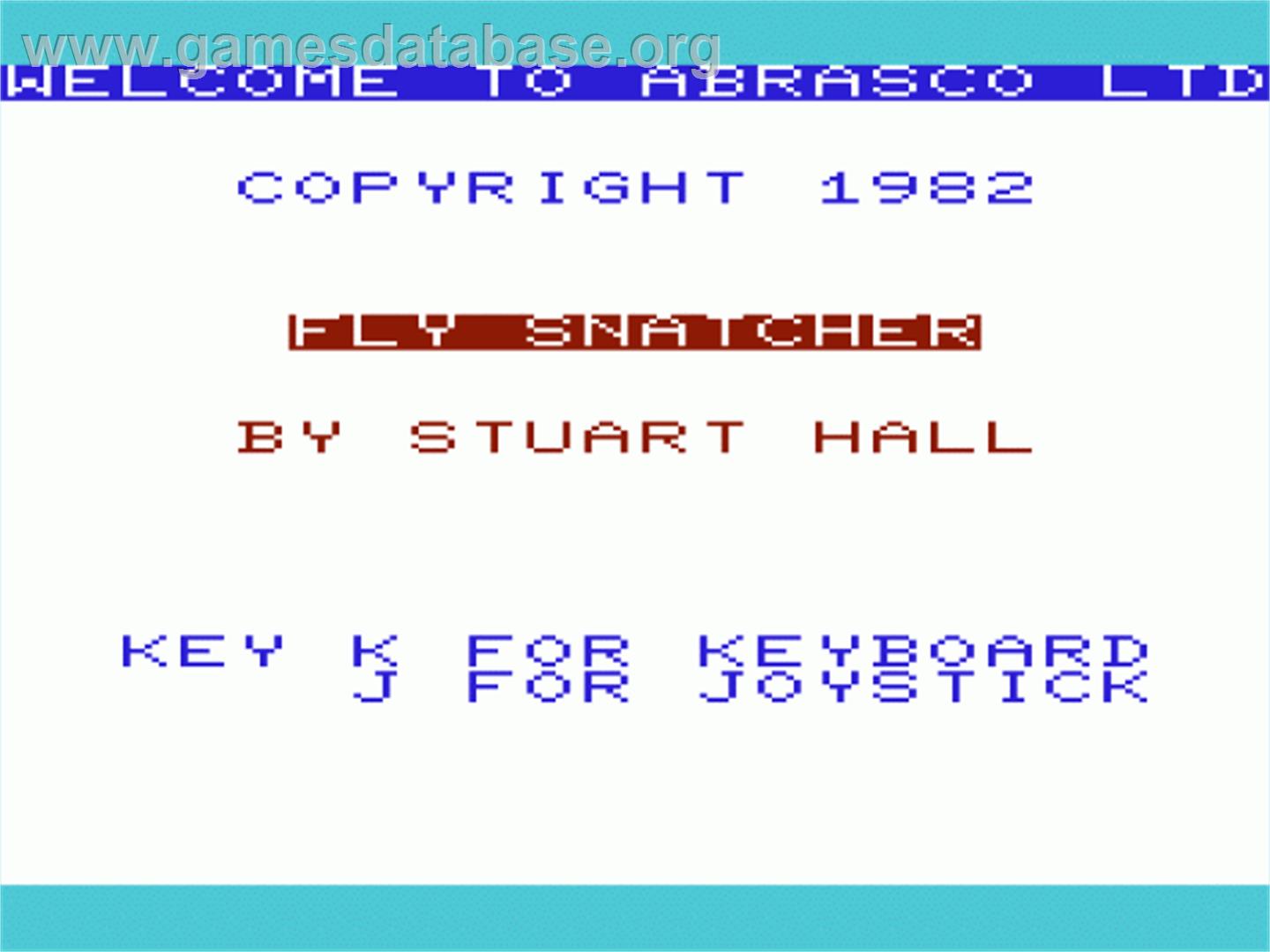 Fly Snatcher - Commodore VIC-20 - Artwork - Title Screen