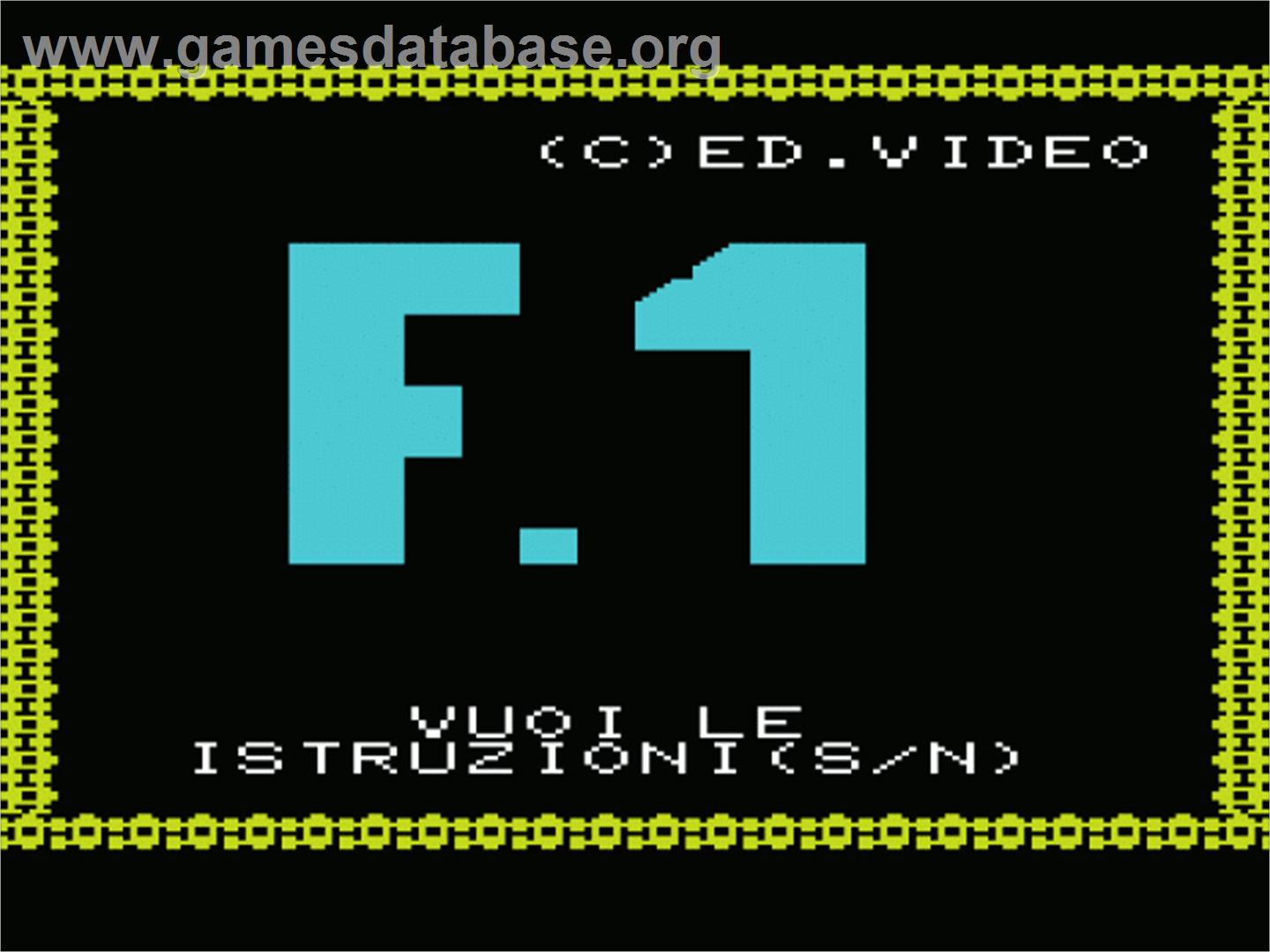 Formula 1 - Commodore VIC-20 - Artwork - Title Screen