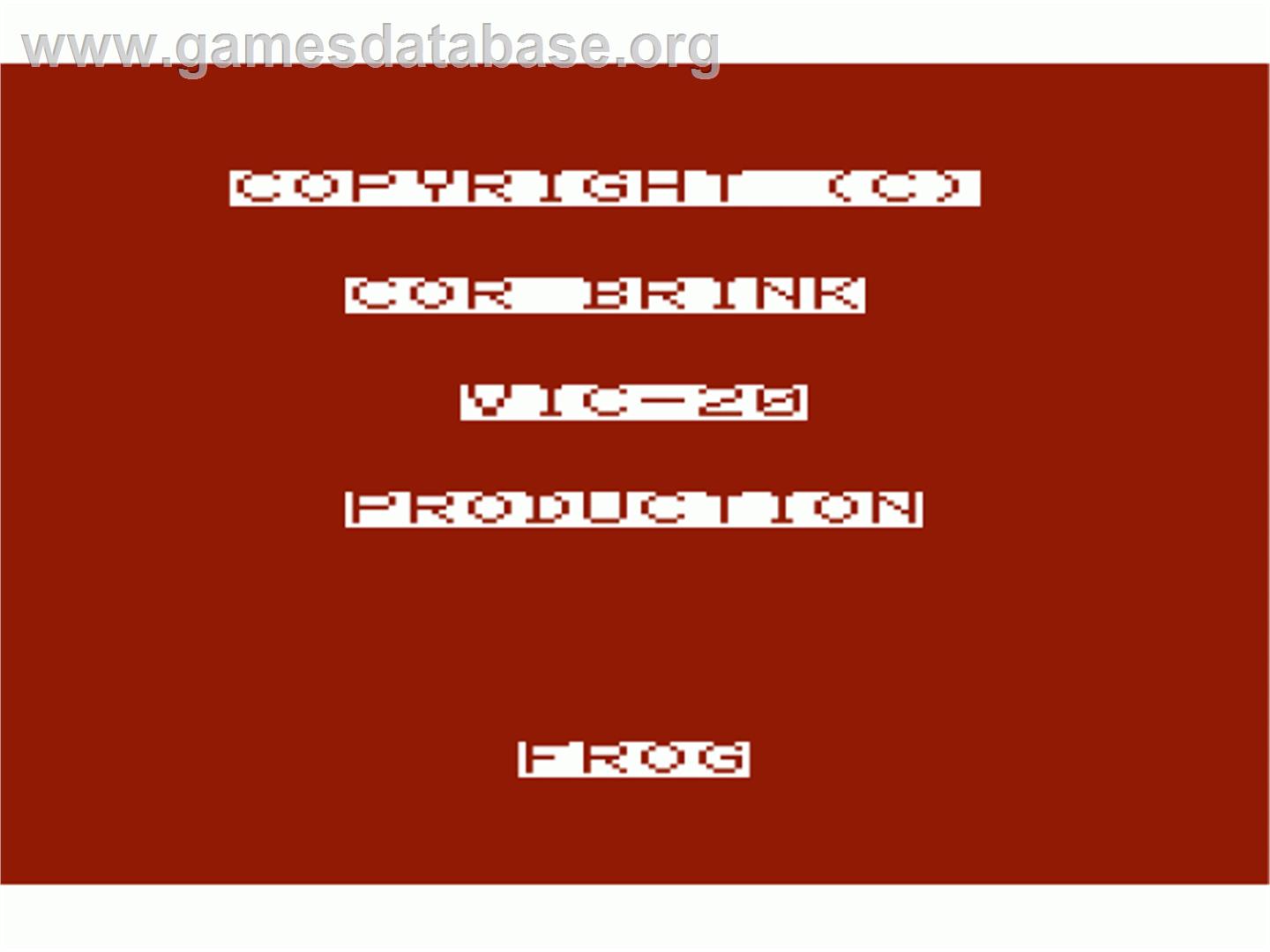 Frog - Commodore VIC-20 - Artwork - Title Screen