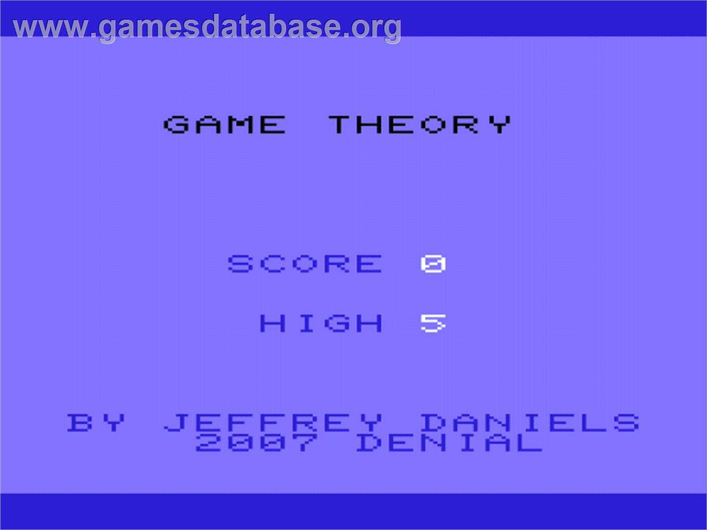 Game Theory - Commodore VIC-20 - Artwork - Title Screen