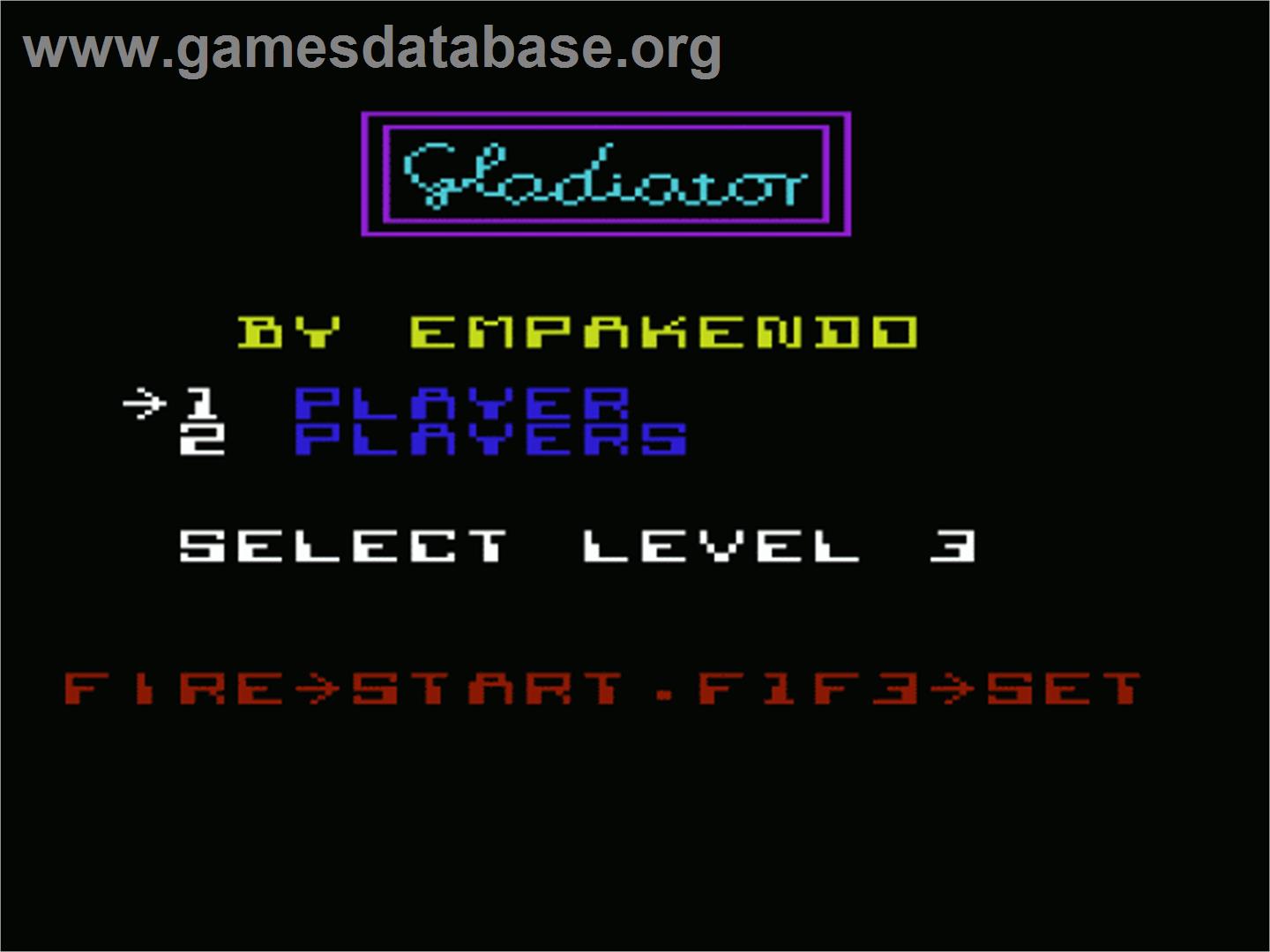 Gladiator - Commodore VIC-20 - Artwork - Title Screen