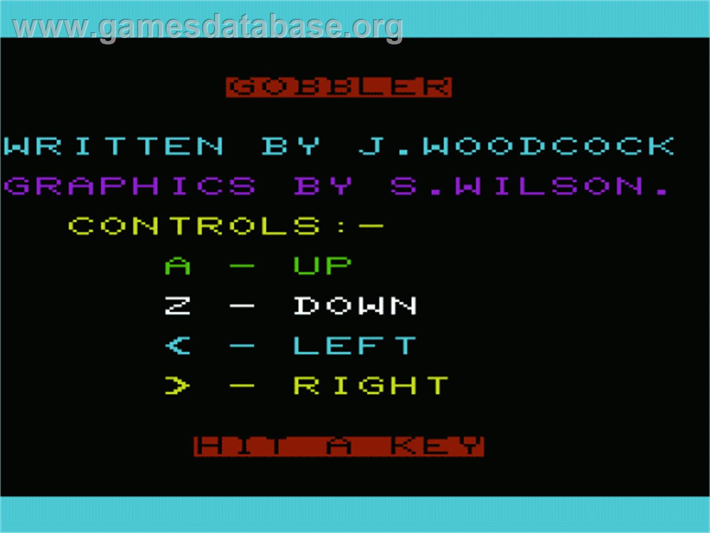 Gobbler - Commodore VIC-20 - Artwork - Title Screen