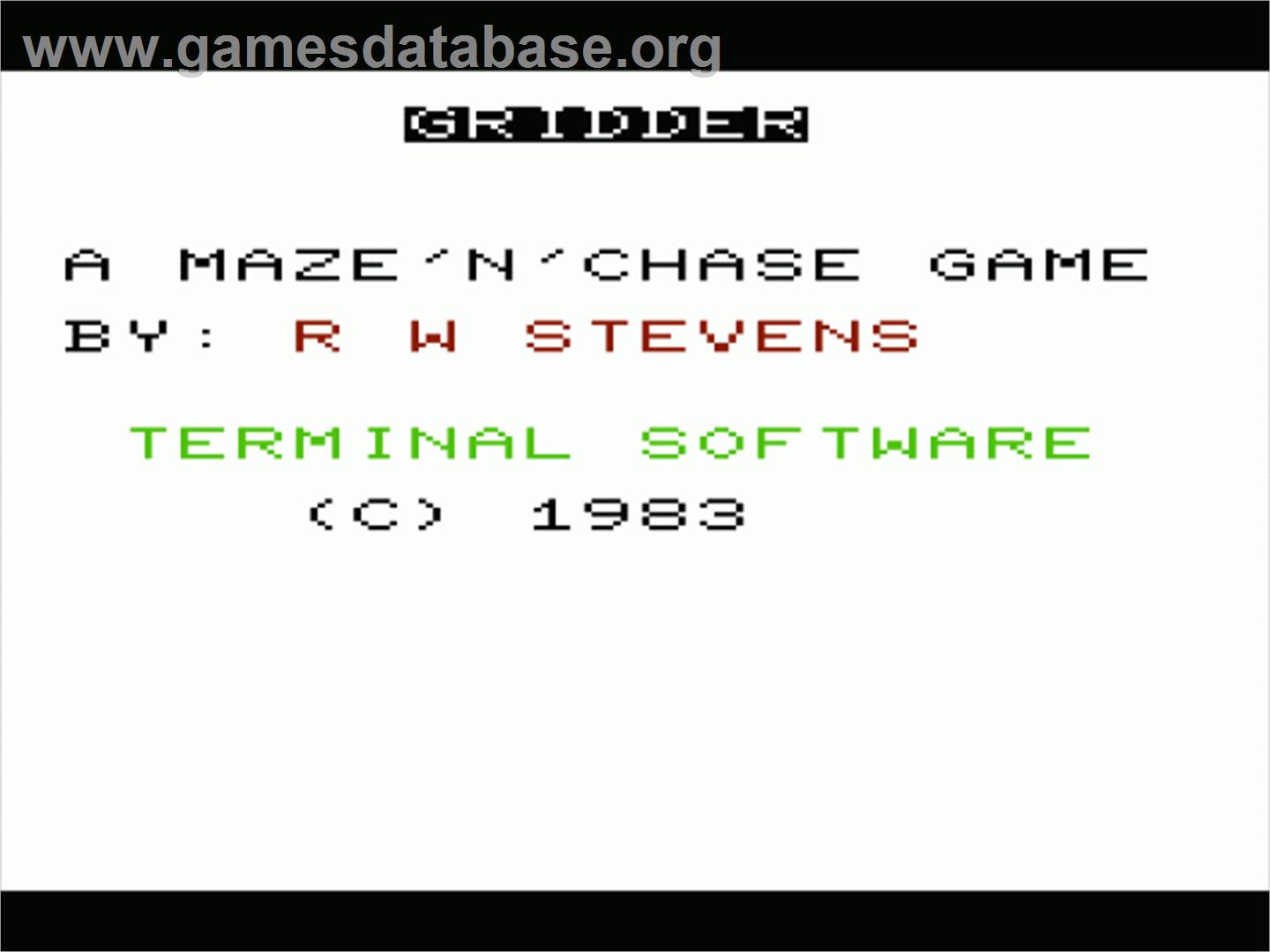 Gridder - Commodore VIC-20 - Artwork - Title Screen
