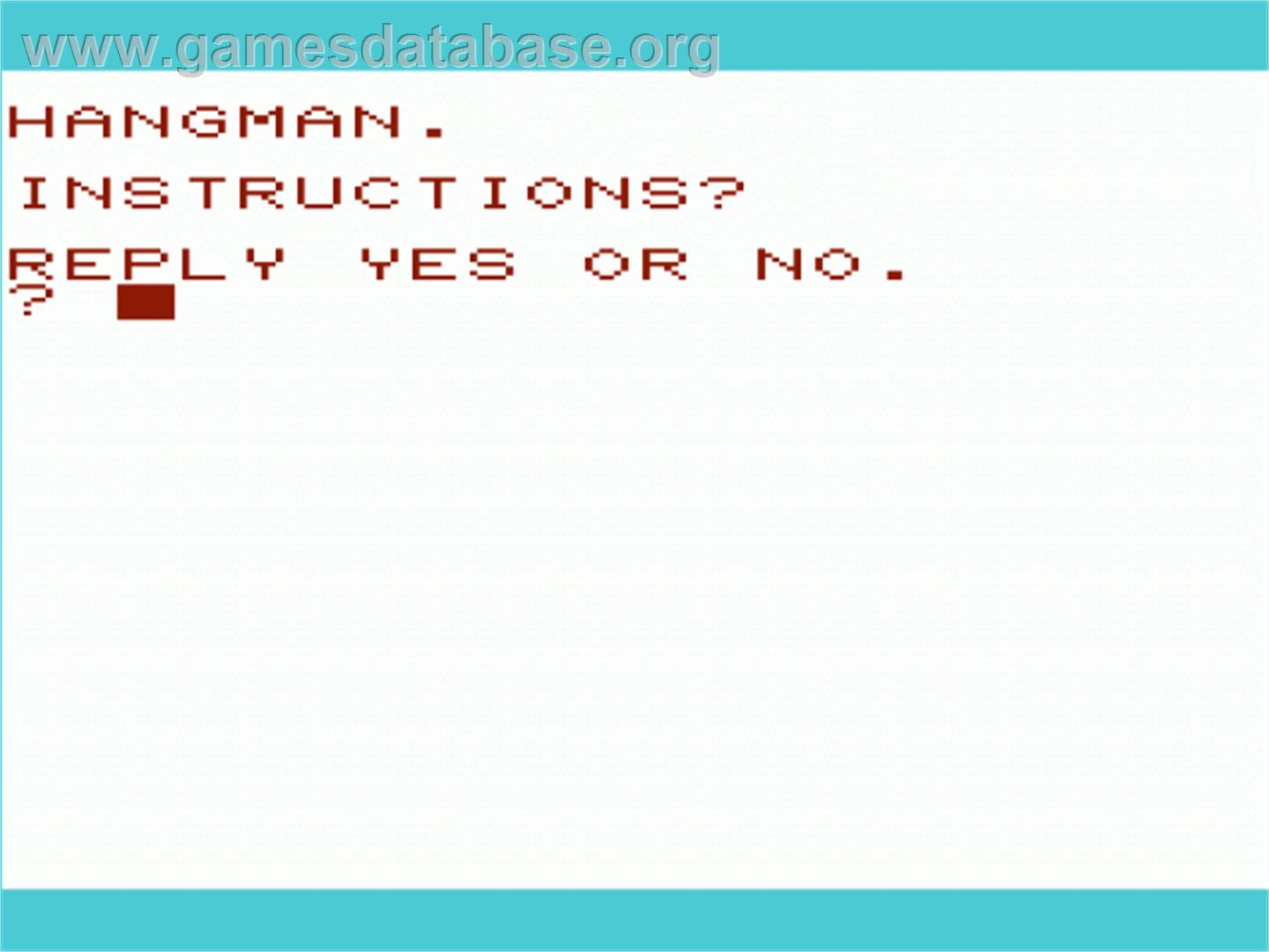 Hangman - Commodore VIC-20 - Artwork - Title Screen