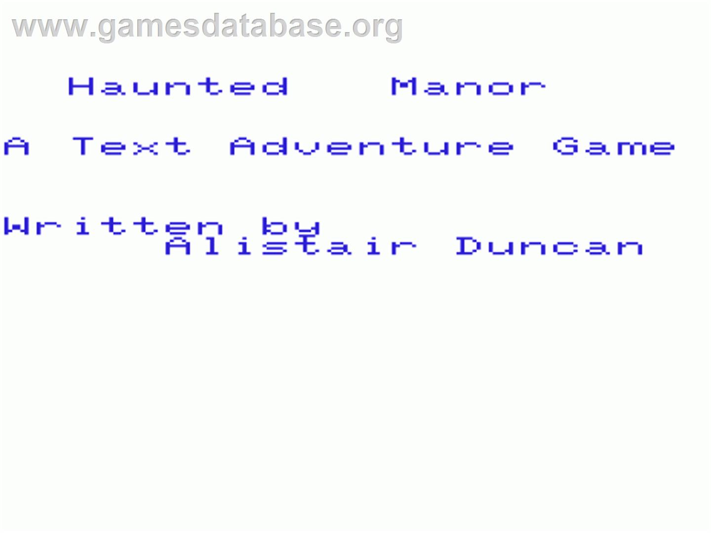 Haunted Manor - Commodore VIC-20 - Artwork - Title Screen