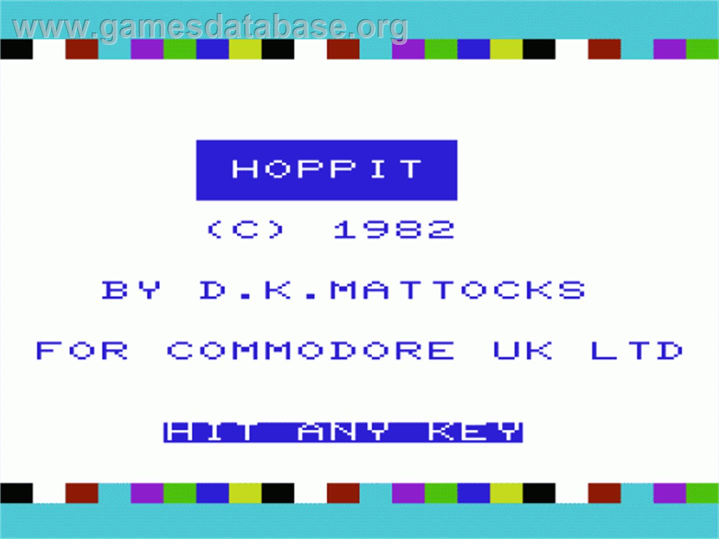 Hoppit - Commodore VIC-20 - Artwork - Title Screen