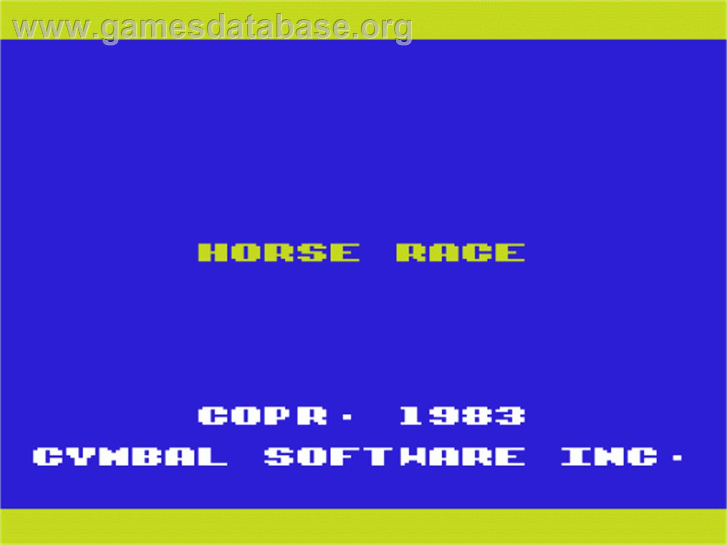 Horse Race - Commodore VIC-20 - Artwork - Title Screen