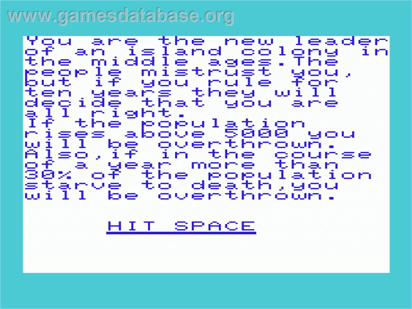 Island, The - Commodore VIC-20 - Artwork - Title Screen