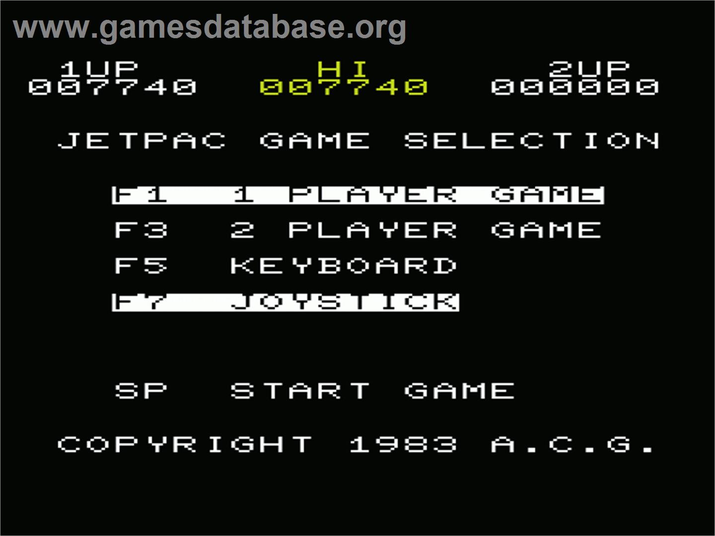 Jetpac - Commodore VIC-20 - Artwork - Title Screen