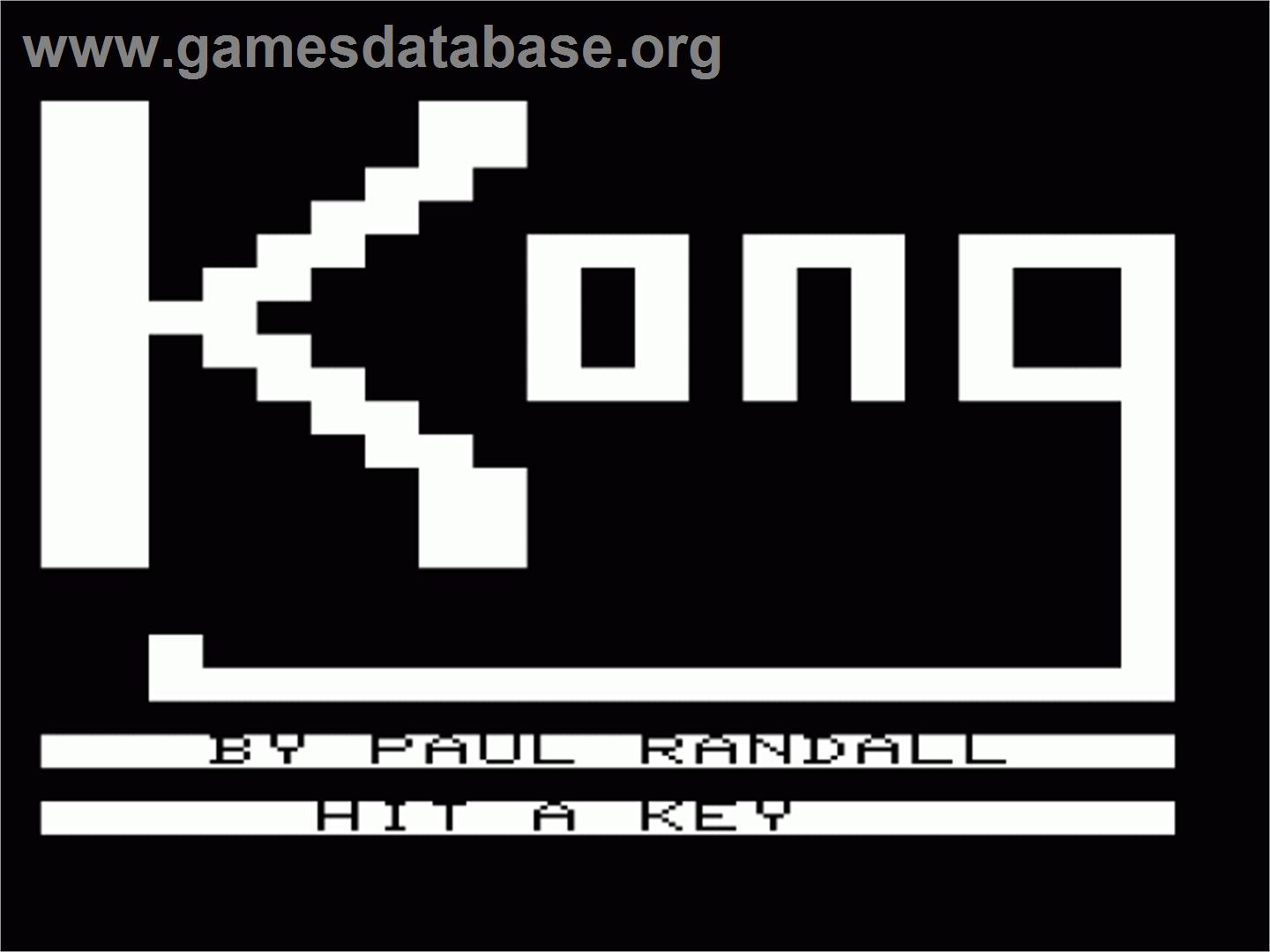 Kong - Commodore VIC-20 - Artwork - Title Screen