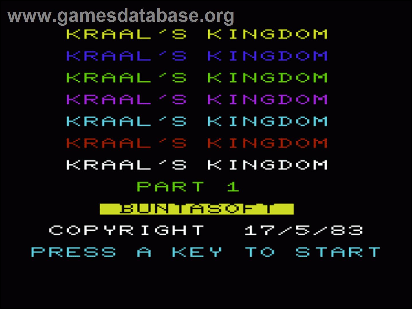 Kraals Kingdom - Commodore VIC-20 - Artwork - Title Screen