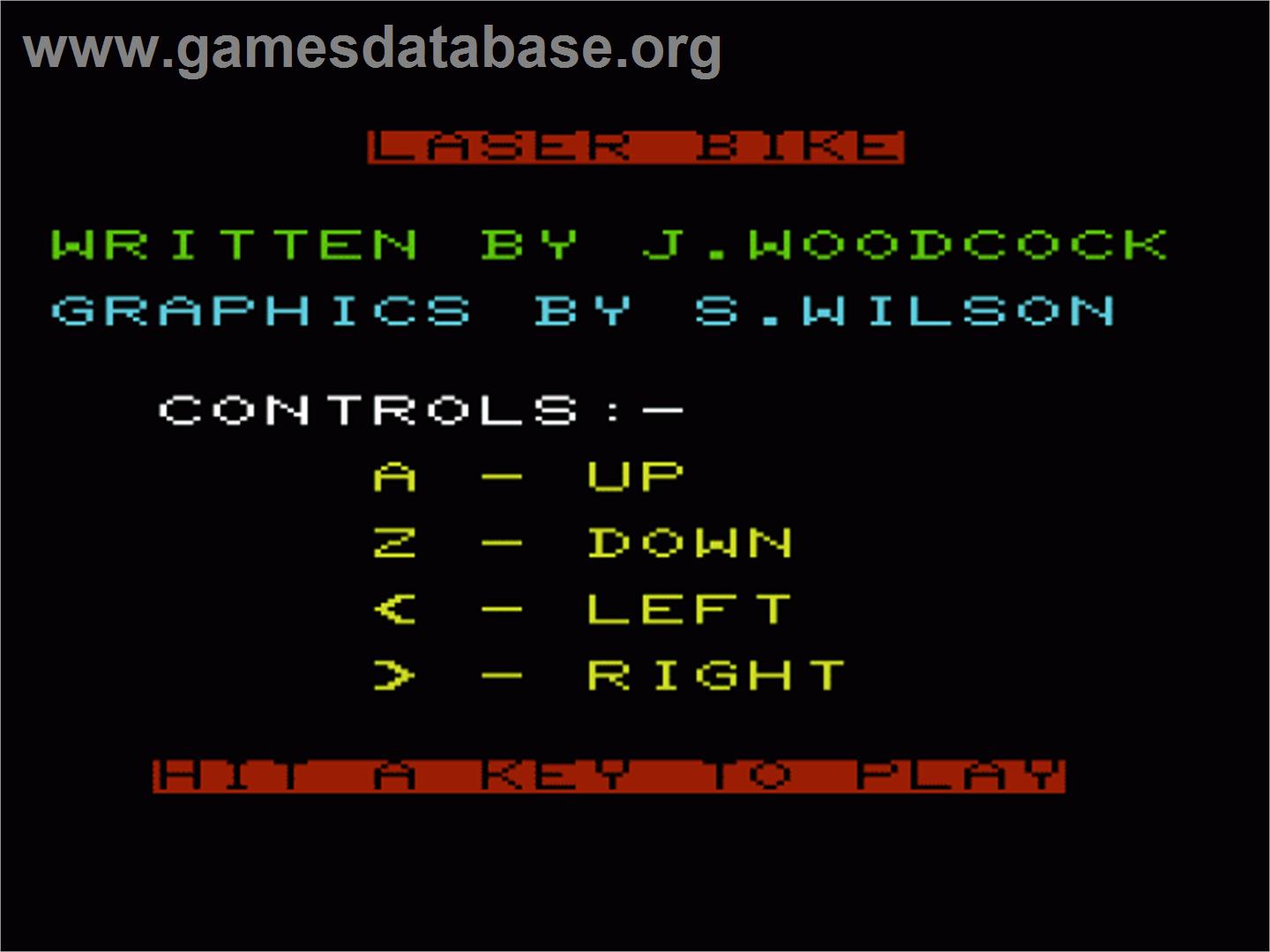 Laser Bike - Commodore VIC-20 - Artwork - Title Screen