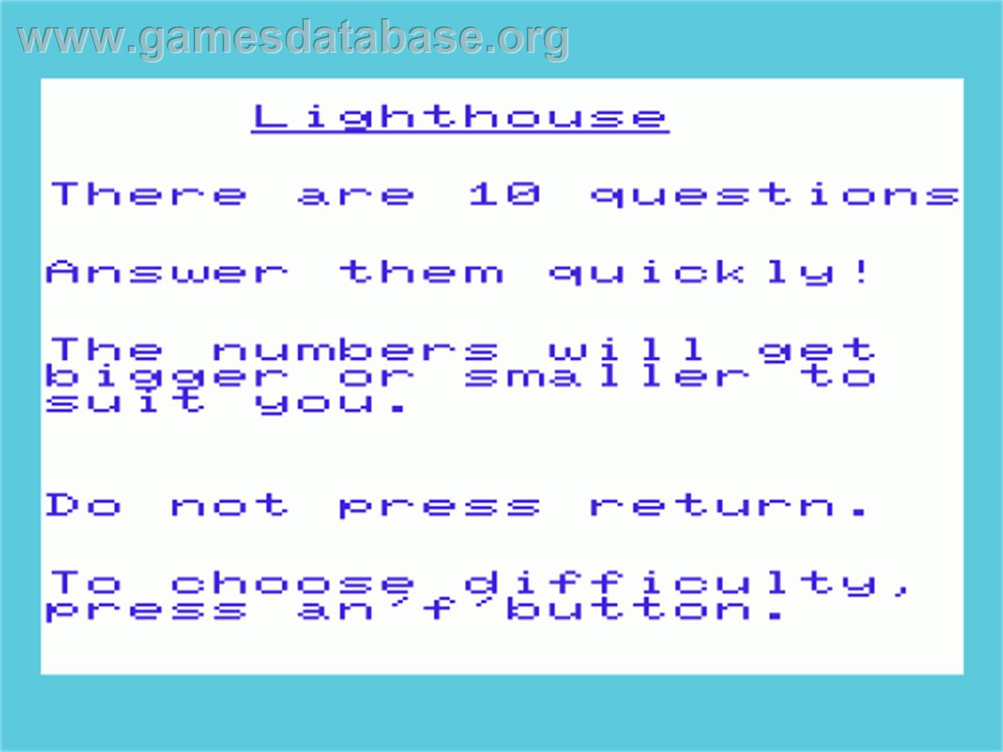 Lighthouse - Commodore VIC-20 - Artwork - Title Screen