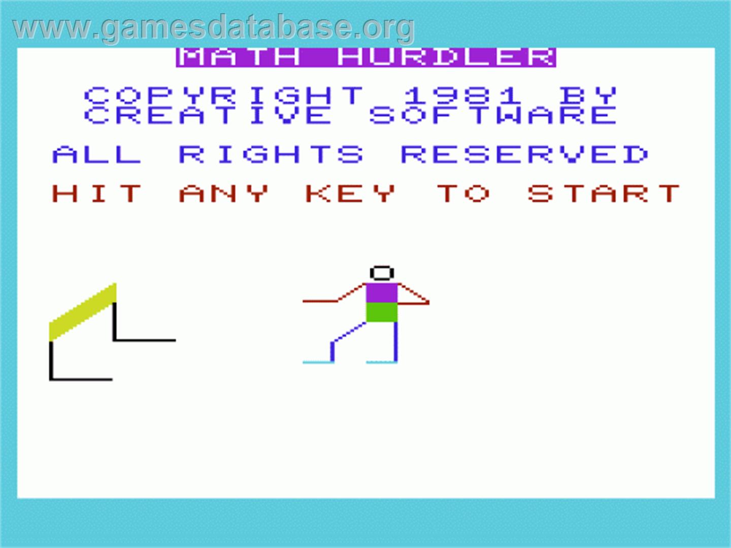 Math Hurdler - Commodore VIC-20 - Artwork - Title Screen