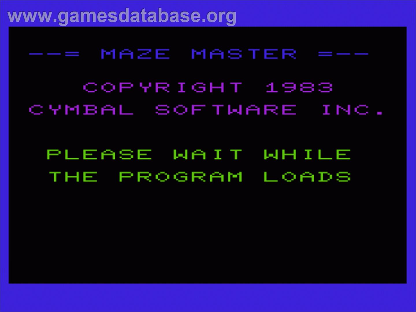 Maze Master - Commodore VIC-20 - Artwork - Title Screen