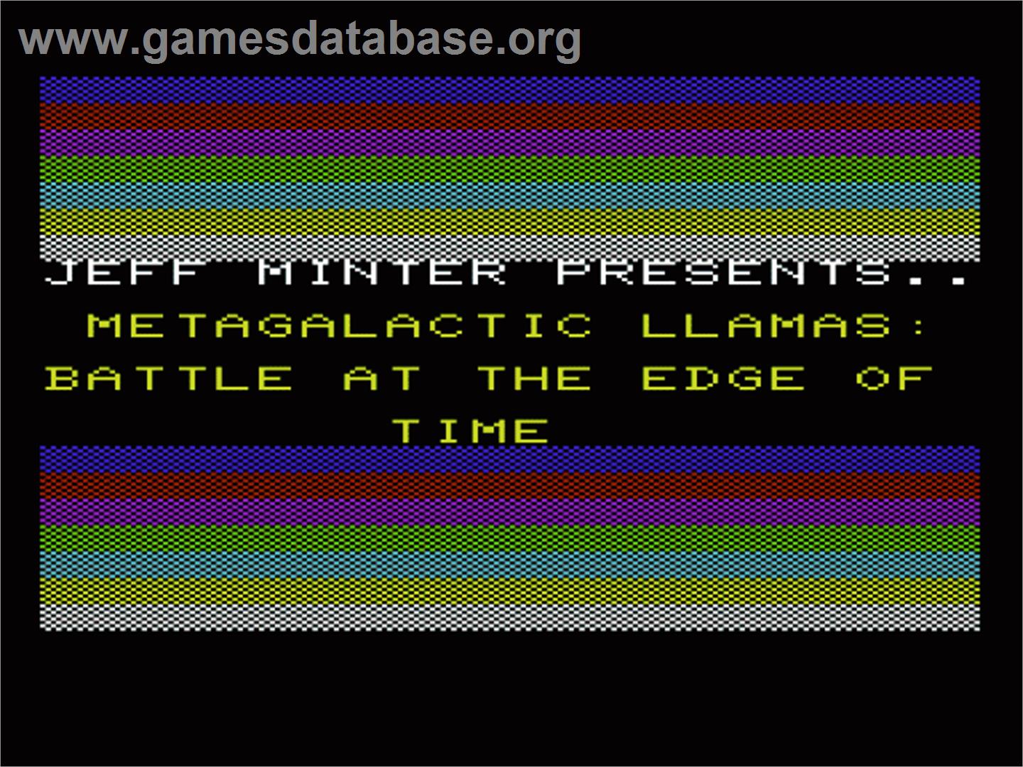 Metagalactic Llamas Battle At The Edge Of Time - Commodore VIC-20 - Artwork - Title Screen